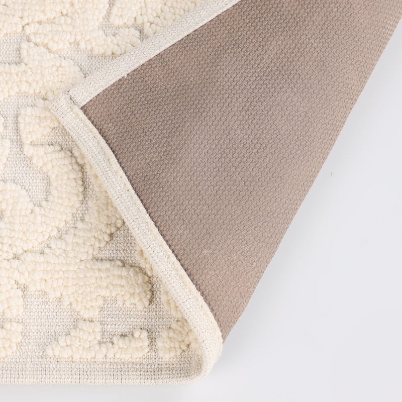 Venere Elegant Floral Scroll Textured Machine Washable Bath Rugs, Set Of 2, 2 Pc Set - Large, Ivory