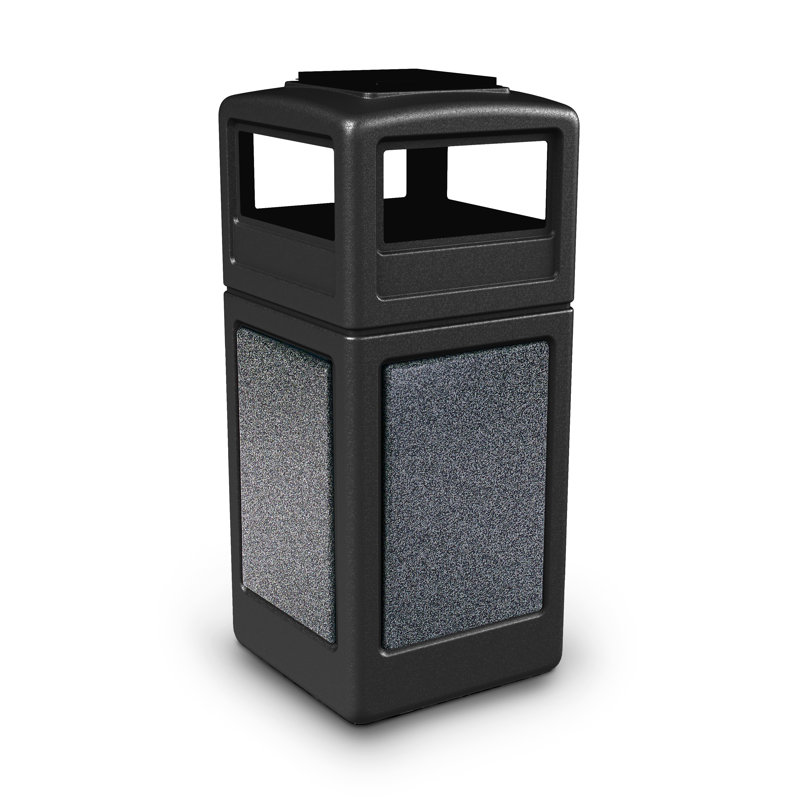 Poubelle® 42 gallons StoneTec, Noir avec pierre poivre
