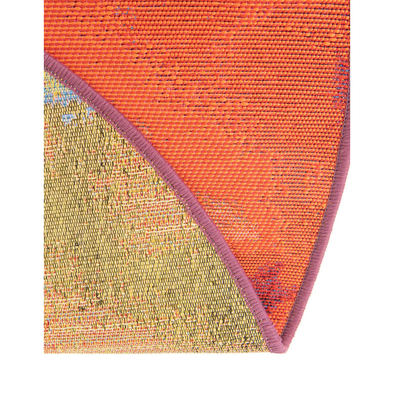 Tapis brun / beige en polypropylène tissé à la machine Keazia, Rond 6 pi 1 po