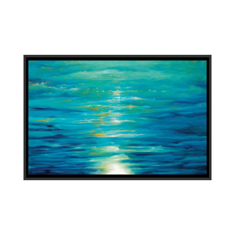 «Deep Blue» par Dina D'Argo, impression sur toile tendue, H 18 po x l 26 po x P 1,5 po, Toile encadrée noire, Pas de tapis