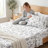 3-Piece Twin Size Branch Print Microfiber Sheet Set - Ultra-Soft, Wrinkle-Resistant, Deep Pocket Bed Sheets - Grey & Taupe Botanical-128921895-128921897