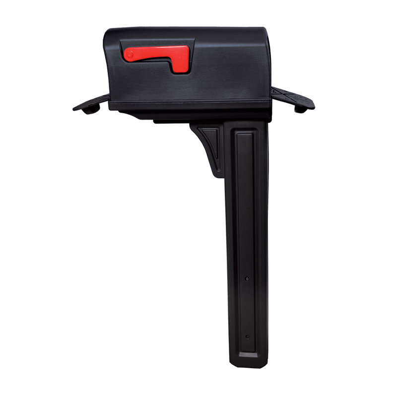 Classic Black Double-Walled Plastic Mailbox and Post Combo