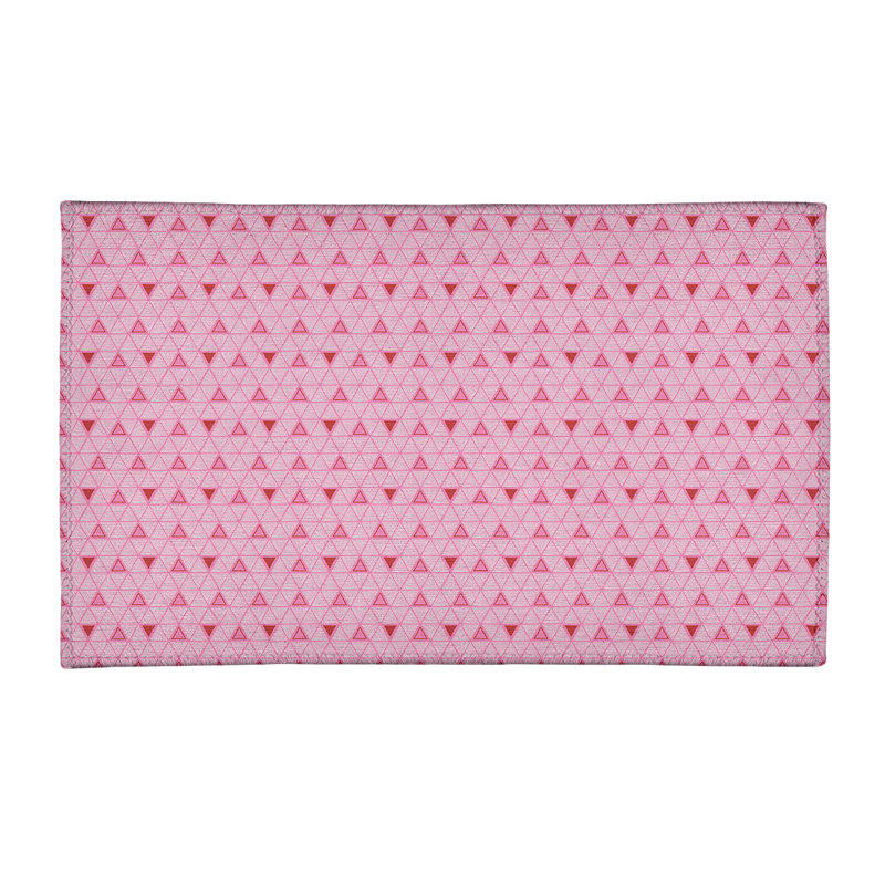 Tapis rose/rouge fait main géométrique, Rectangle 3 pi x 5 pi