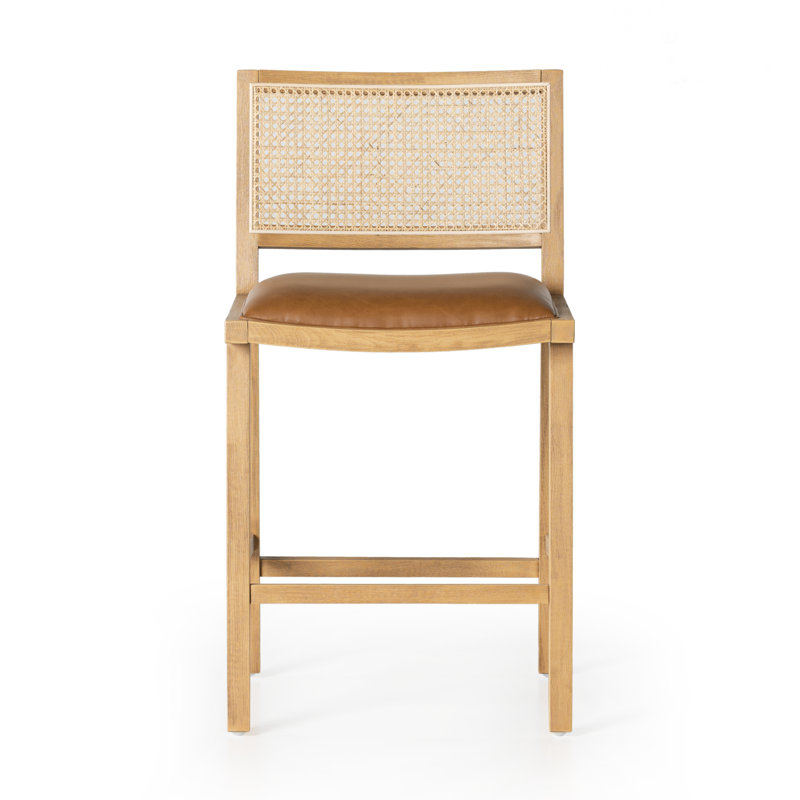 Tabouret de comptoir Miraz, Similicuir caramel écossais, Tabouret de comptoir (hauteur de siège de 27 po)