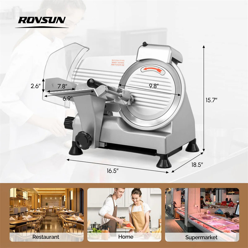  Machine à trancher la viande commerciale 210W 110V, H 15,7 po x l 16,5 po x P 30,86 po