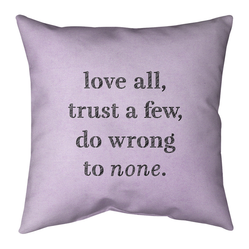 Housse de coussin en lin à l’écriture, 20 po x 20 po, Mauve / Noir