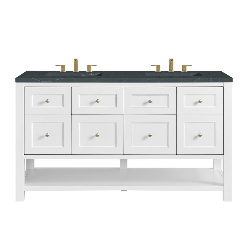 Breckenridge 60'' W Double Vanity, Charcoal Soapstone Silestone, Bright White, Widespread