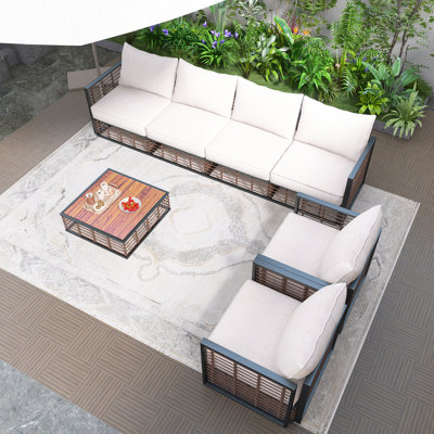 Ensemble de canapé modulaire d'extérieur en métal 7 pièces Modern Minimalist