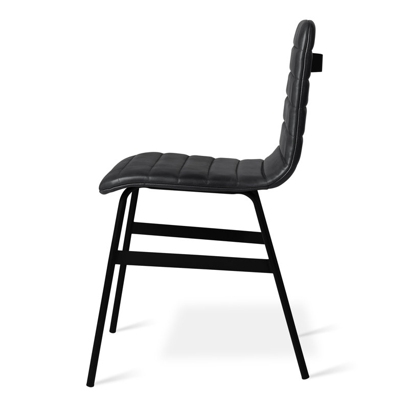 Lecture Series Dining Upholstered Chair, Saddle Black Genuine Leather