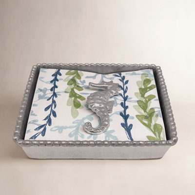 Seaside Seahorse Beaded Napkin Holder Set