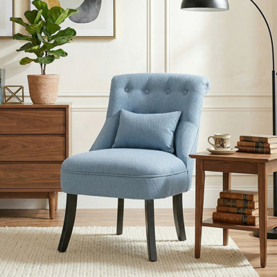 Kiyohisa Fabric Single Sofa Upholstered with Pillow Wood Leg