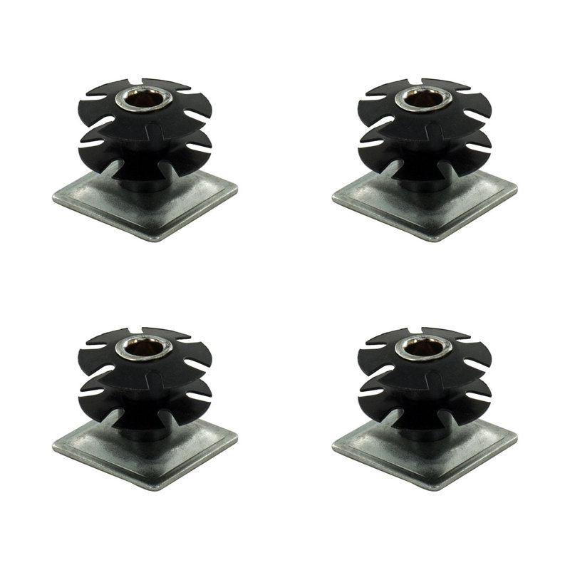 Insert de roulette à filetage étoile double Outwater Industries | Acier traité à la chaleur | Convient aux tubes carrés de 1-1 / 4 pouce de calibre 16 à 18 | FILETAGE: 5 / 16-18 | Paquet de 4