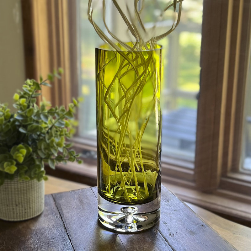 Handmade Glass Table Vase, Olive Green