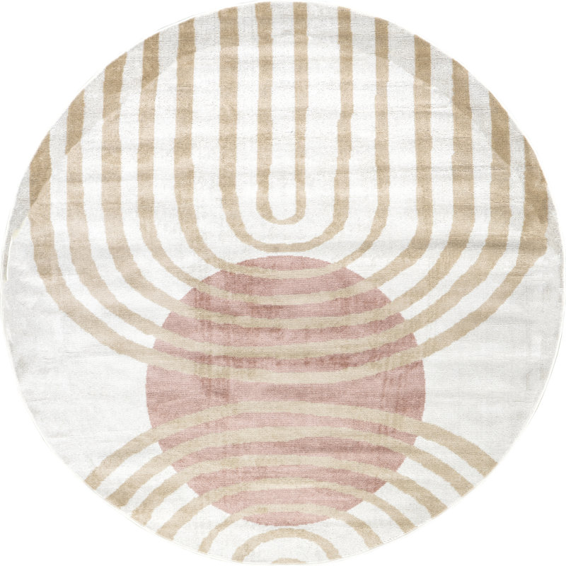 Abstract Area Rug for Living Room Bedroom Dining Room Kitchen, Round 6'