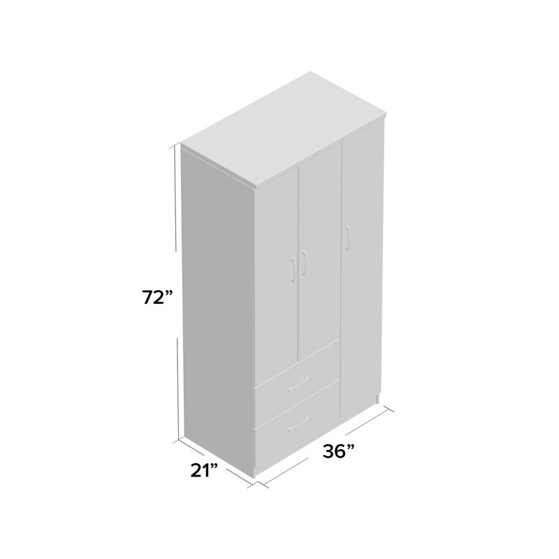 Armoire 3 portes Blankenship, Blanc