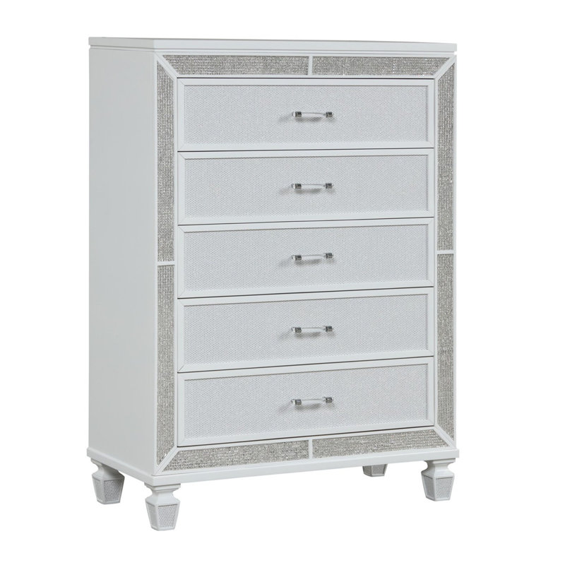 Commode 5 tiroirs Bolli, Blanc