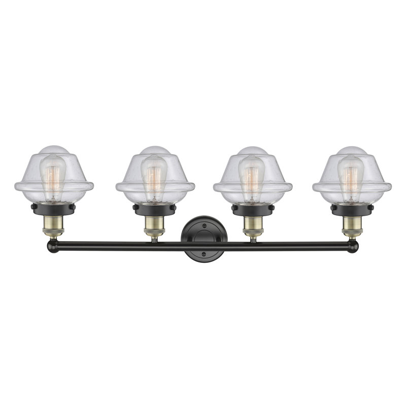 Éclairage pour meuble-lavabo à 4 lumières à intensité variable Grourke, Laiton antique noir, Bullé