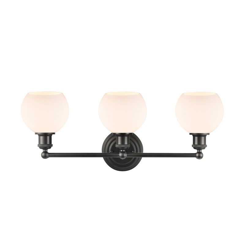 Éclairage pour meuble-lavabo à intensité variable 3 lumières Cornersville, Noir mat, Blanc mat