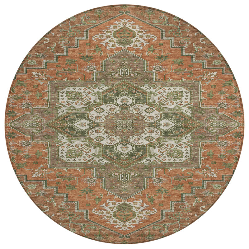 Bellaya Rust Washable Indoor-Outdoor Rug - , 3' x 5'
