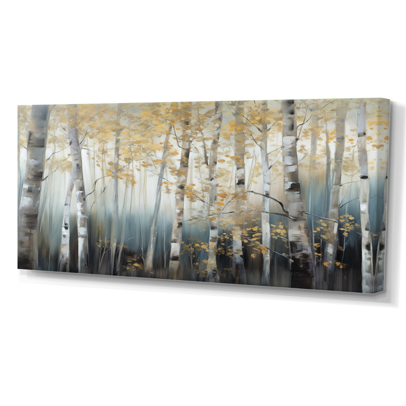 Ruwen Birch Tree Dense Forest V - reproduction d'art sur toile encadrée, H 28 po x l 60 po x P 1,5 po, Toile tendue