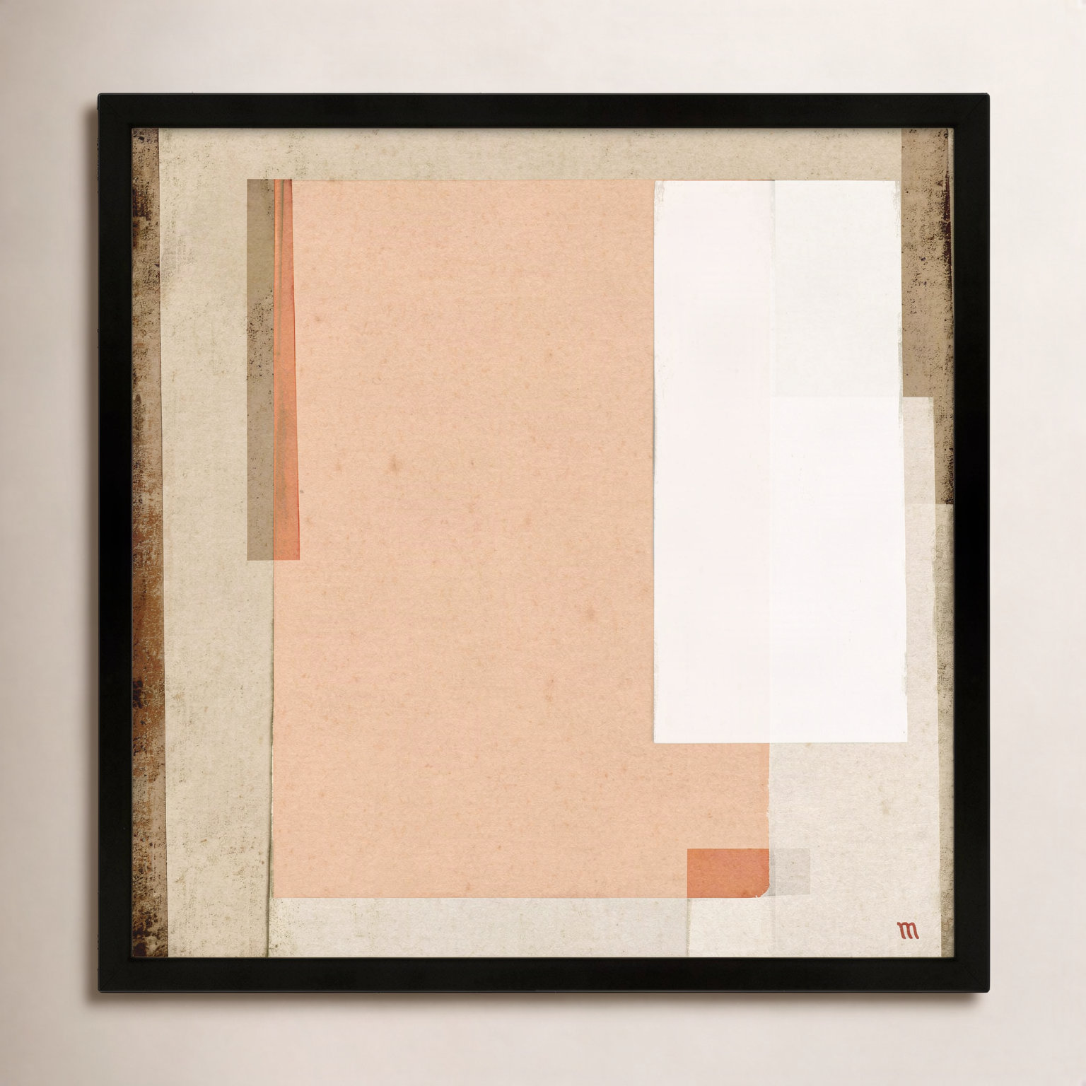 City Scape Pink Print by Marco Marella, 30" H x 30" W, Framed Print Paper without Mat, Black