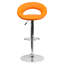 Tabouret de bar contemporain à réglable en hauteur en vinyle de forme orbitale avec base en chrome-17694484