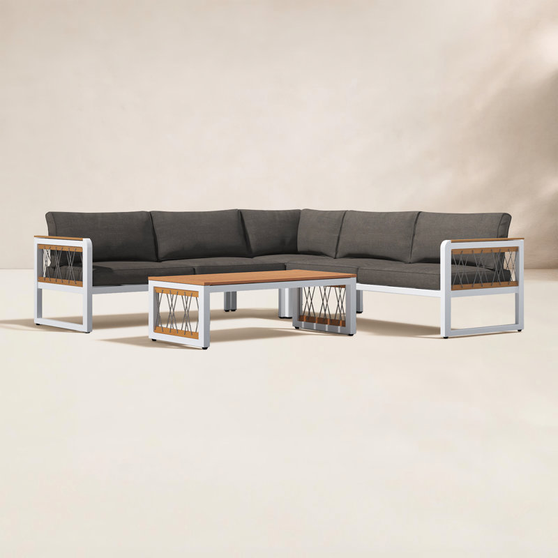 Ensemble de conversation modulaire 4 pièces avec coussins Byron