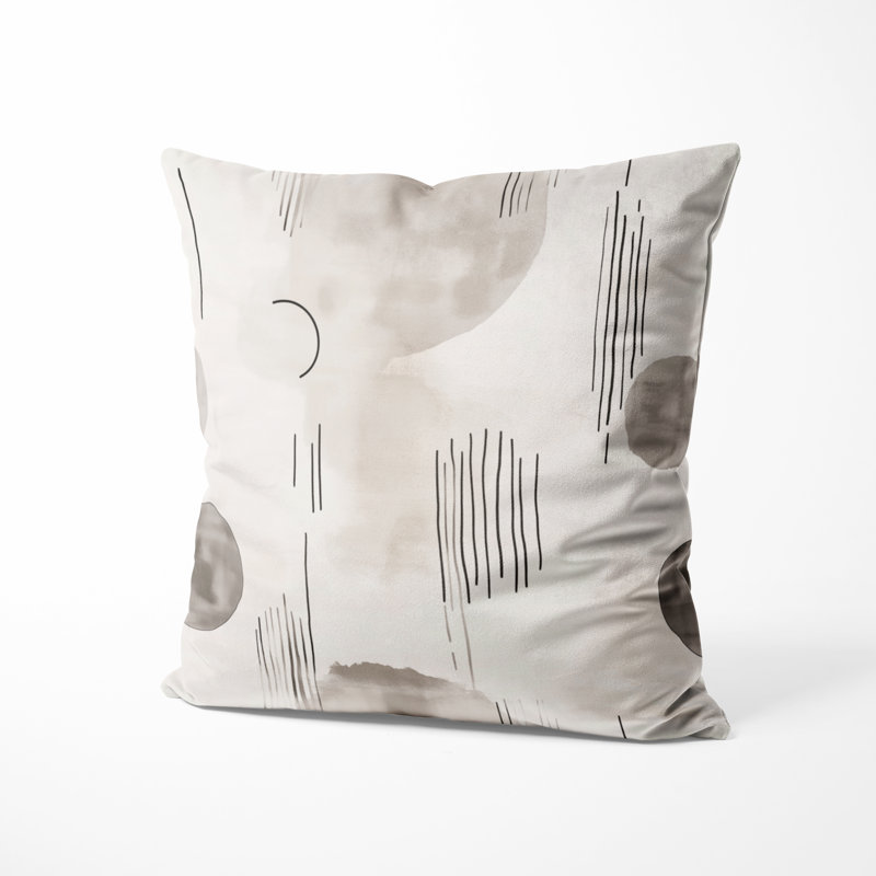 Coussin décoratif abstrait à motif de lignes équilibrées crème, H 20 po x l 20 po