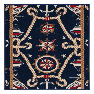 Washable Marina elements Nautical Area Rug