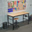 Établi à hauteur réglable, poste de travail robuste en bois d'hévéa de 60 po avec prises de courant, table de travail en bois franc d'une capacité de charge de 2000 lb pour atelier, garage, bureau, maison