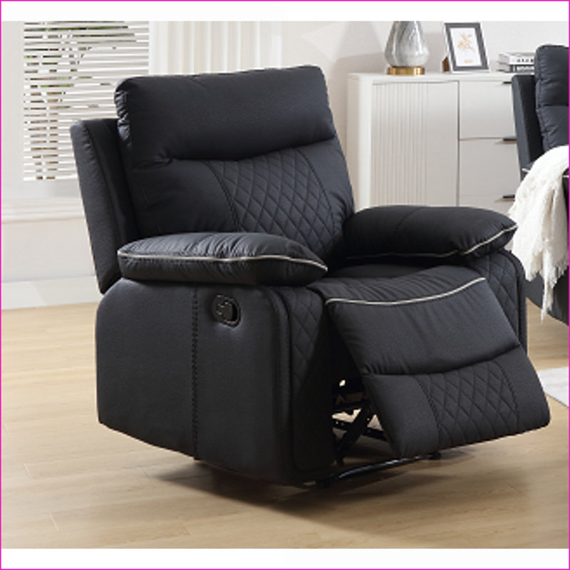 Fauteuil inclinable, inclinaison manuelle moderne avec mousse moelleuse | Noir | Similicuir