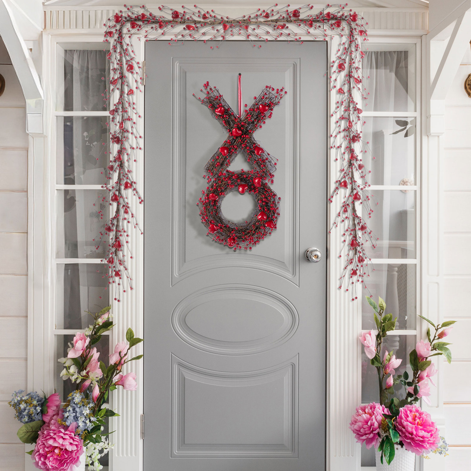 72"L Valentine's Red Berry  Garland