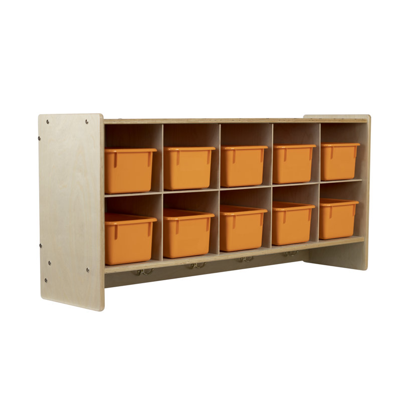 Casier en bois massif 10 compartiments, Orange