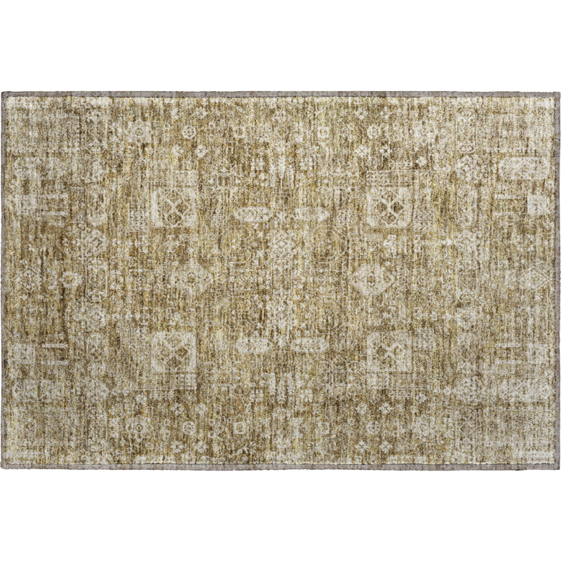 Premium Machine Washable Cerrito Brown Rug, Rectangle 1'8" x 2'6"