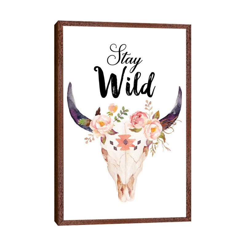 Stay Wild - Print on Canvas, Classic Brown Wood Framed, 101.6cm H x 66.04cm W x 3.81cm D