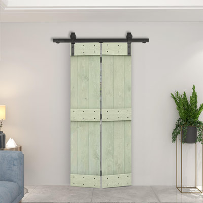 Porte de grange pliante en bois DIY avec ensemble de quincaillerie coulissante