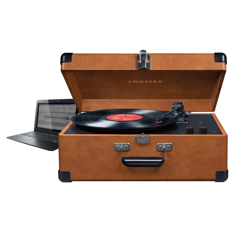 Tourne-disque décoratif à 3 vitesses USB Keepsake, Brun clair