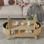 Table basse ovale de 46,45 po avec rangement, table d'appoint cannelée pour le salon-1185044844