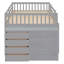Lit double superposé au-dessus gris avec rangement pratique, structure en bois massif, idéal pour l'organisation de la chambre à coucher et le style 4 tiroirs et 3 tablettes, pin fonctionnel-1025604624-1025604626