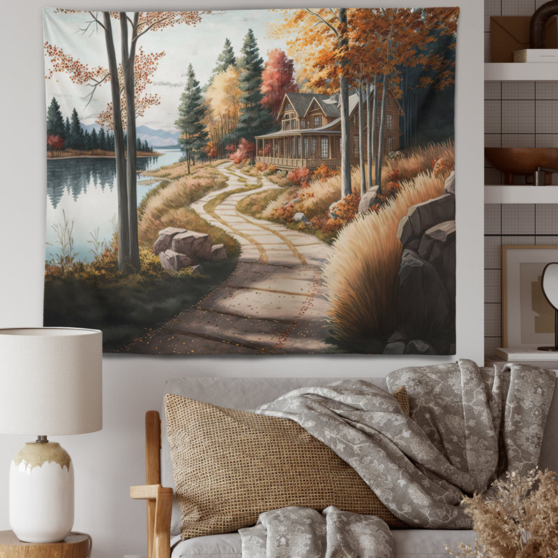 - Tapisserie murale maison de campagne / campagne, H 50 po x l 60 po