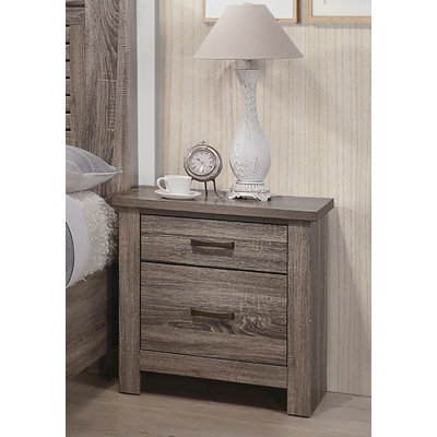 Wooden 2 Drawers Nightstand In Brown Finish