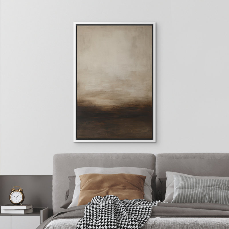 Reproduction d'art abstrait sur toile encadrée pour décoration intérieure moderne, H 24 po x l 16 po, Blanc