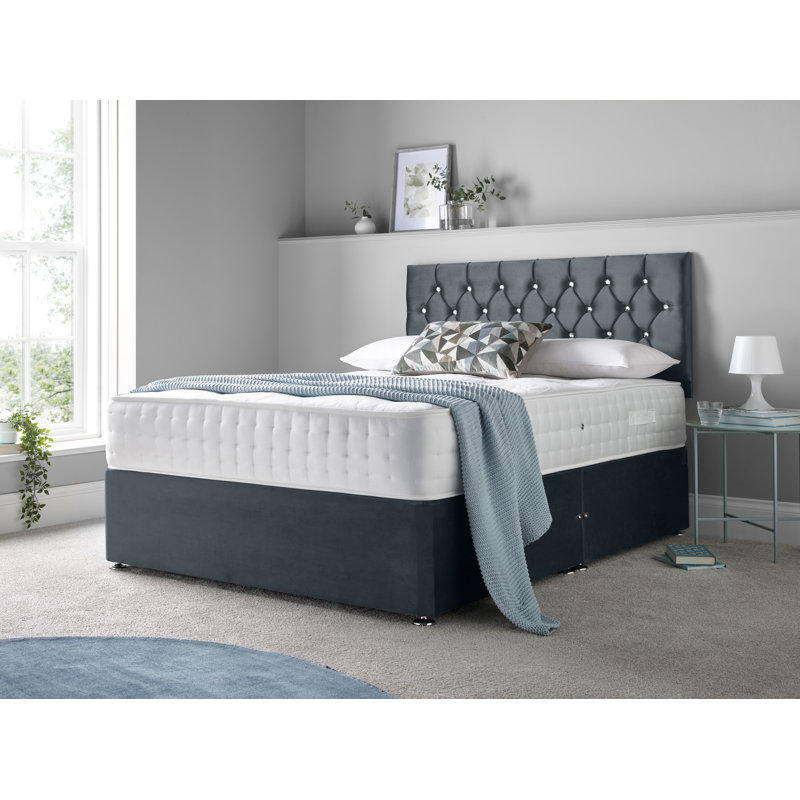 Matherville Upholstered Divan Bed with Mattress, Steel, Single (3'), No Drawers