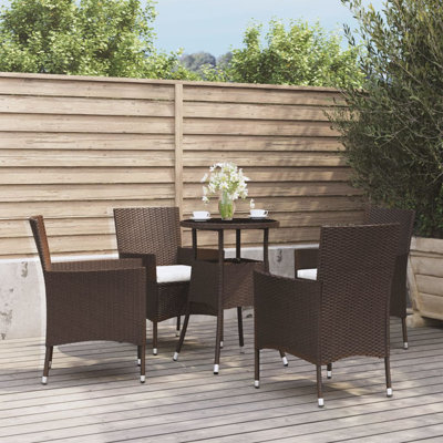 Balmville 4 - Person Wicker Patio Dining Set with Round Table , Cushions Included