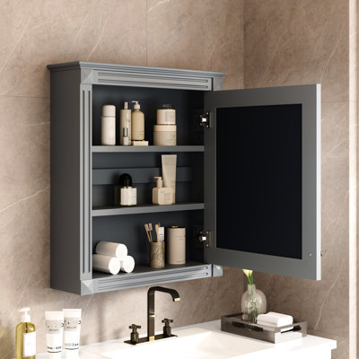 Armoire de salle de bain murale 24 "x 27" avec miroir et tablette réglable, économiseur d'espace au-dessus de la toilette,