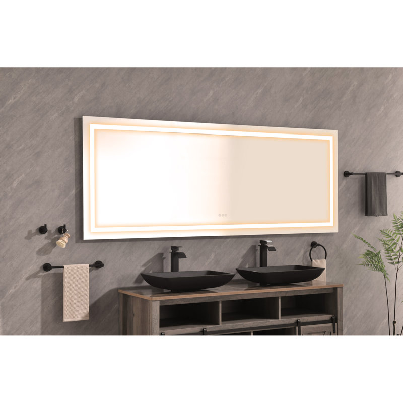 Miroir de salle de bain mural 60 * 28 avec éclairage à DEL haute luminosité, 84 po x 32 po
