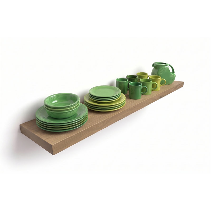 1 Piece Solid Wood Floating Shelf, 2" H x 72" W x 12" D, Natural