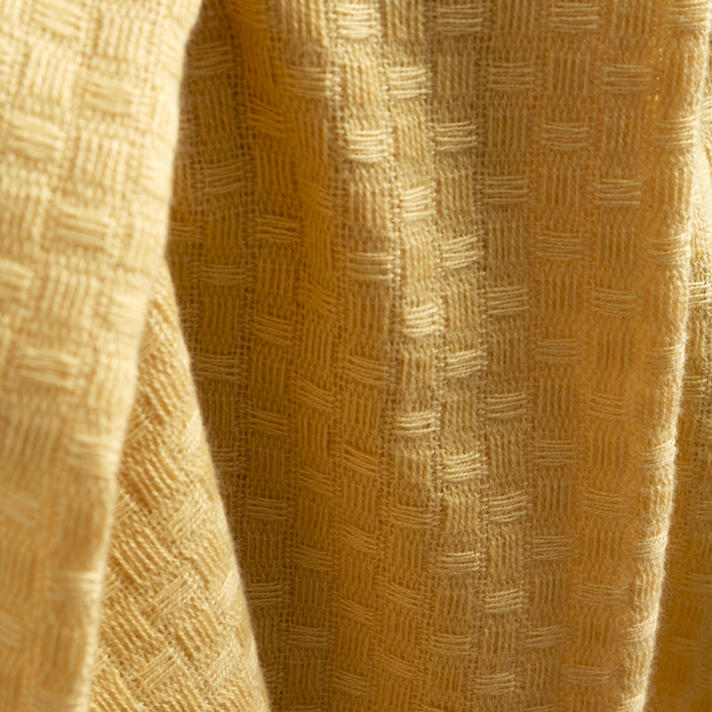 Lina Waffle Geo Blanket Throw Waffle Throw Blanket, Yellow