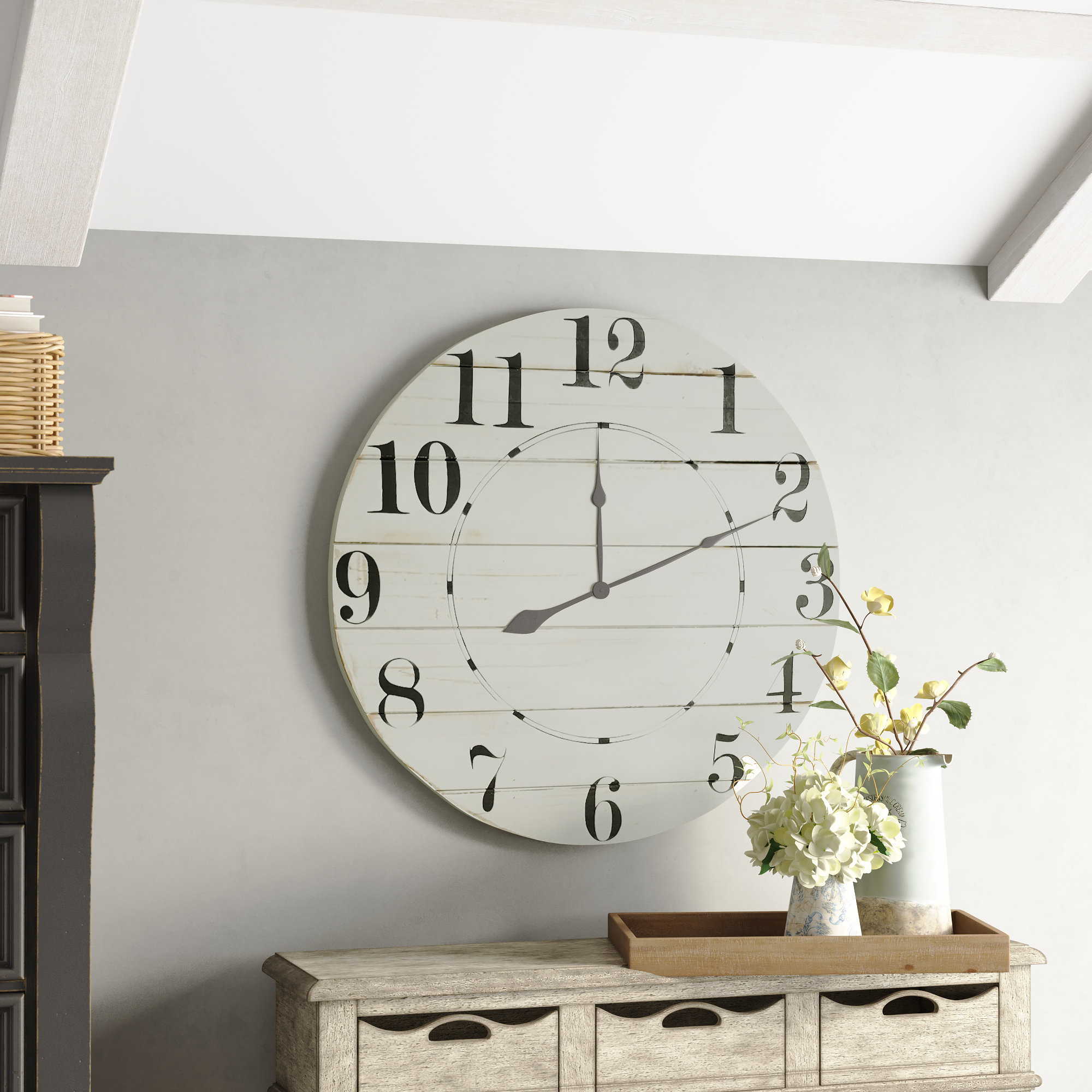 Three Posts™ Oversized Ayanna Wall Clock & Reviews | Wayfair