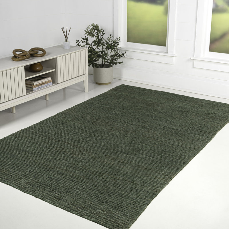 Tapis vert en jute tissé Griffin, Rectangle 4pi x 6 pi